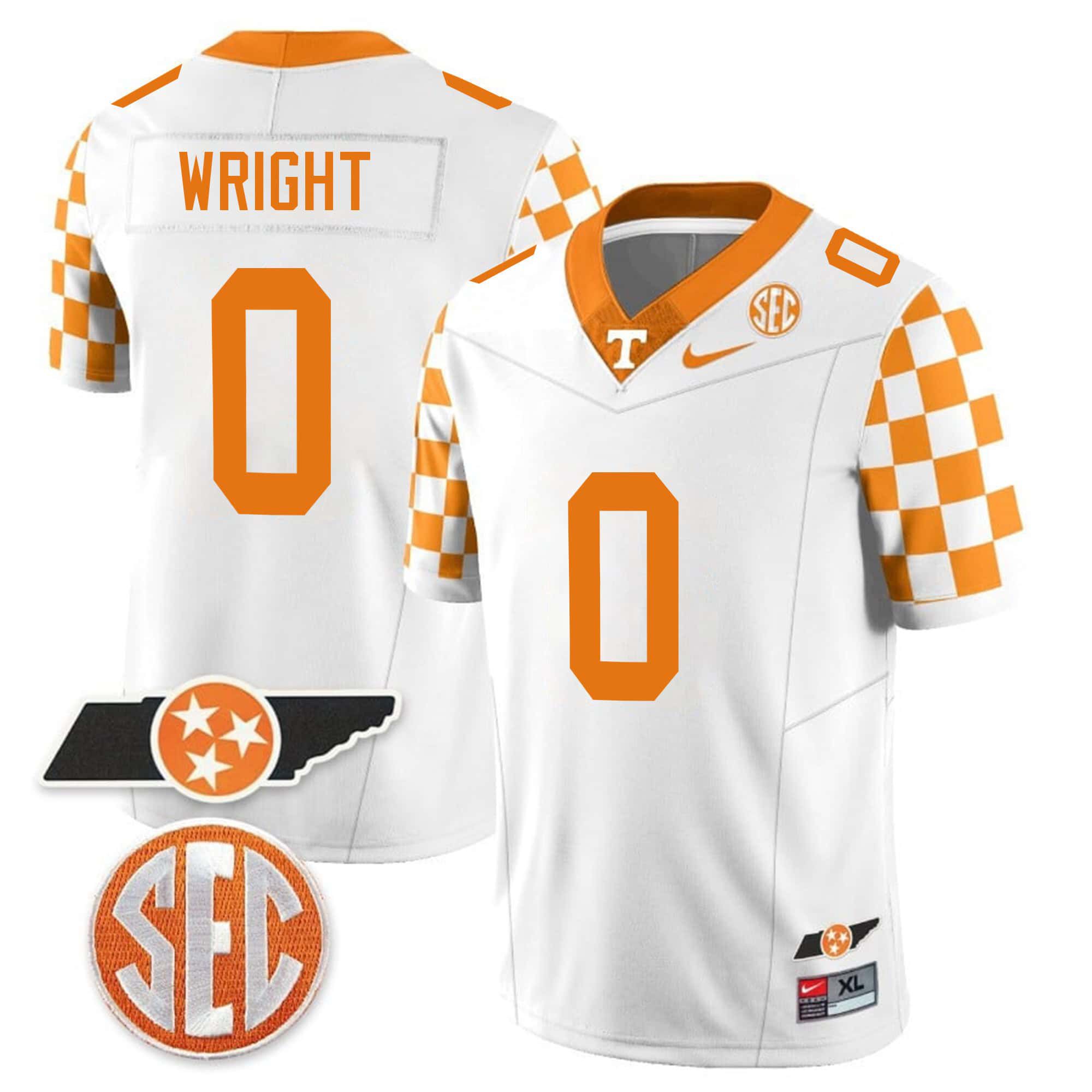 Men Tennessee Volunteers #0 Wright White 2024 Nike Checkerboard & Alternate NCAA Jersey->indianapolis colts->NFL Jersey
